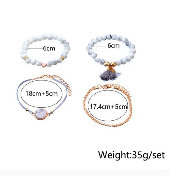 White marble bead bracelets set - Picture 5 of 5